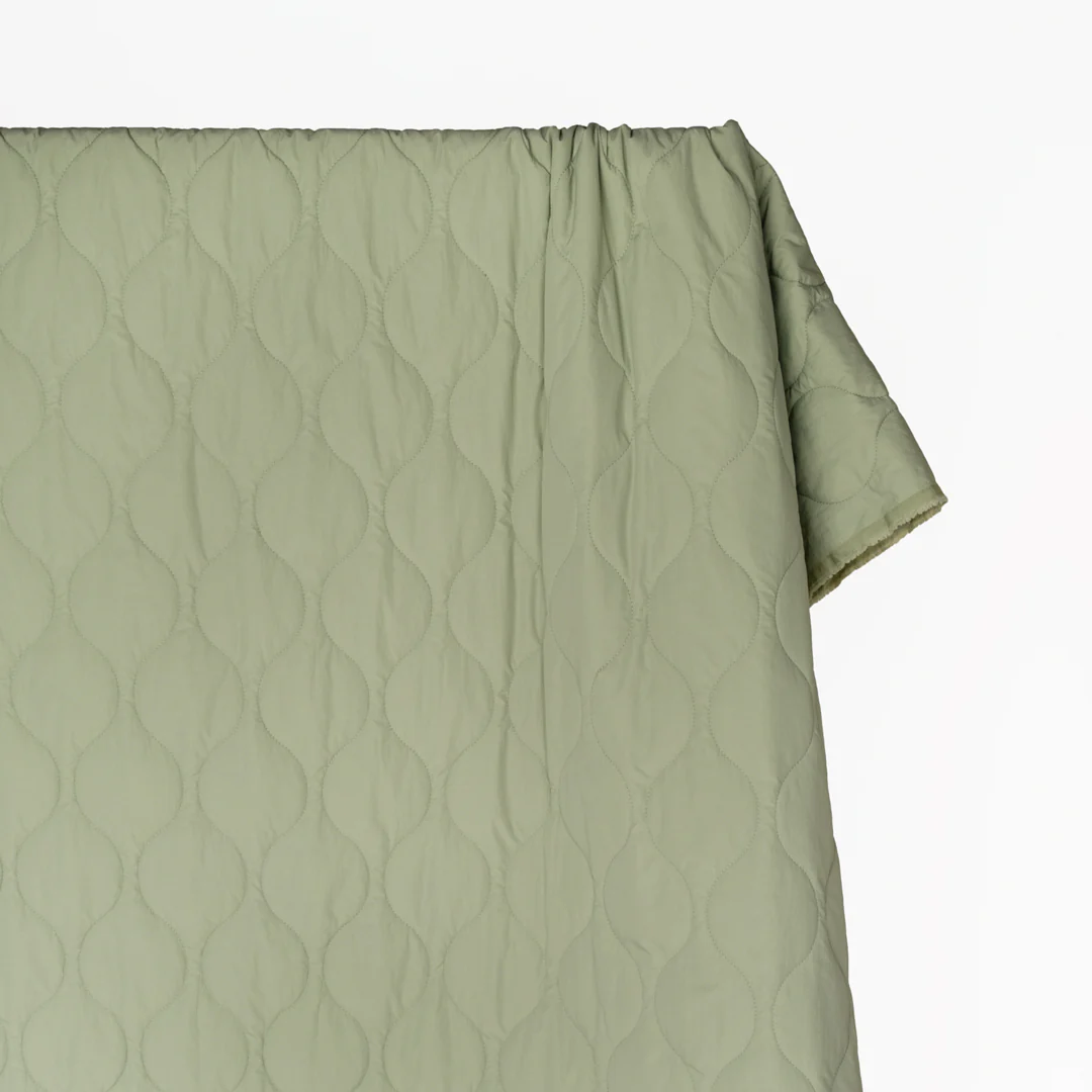 Wavy Quilted Nylon Puffer - Eucalyptus - Image 3