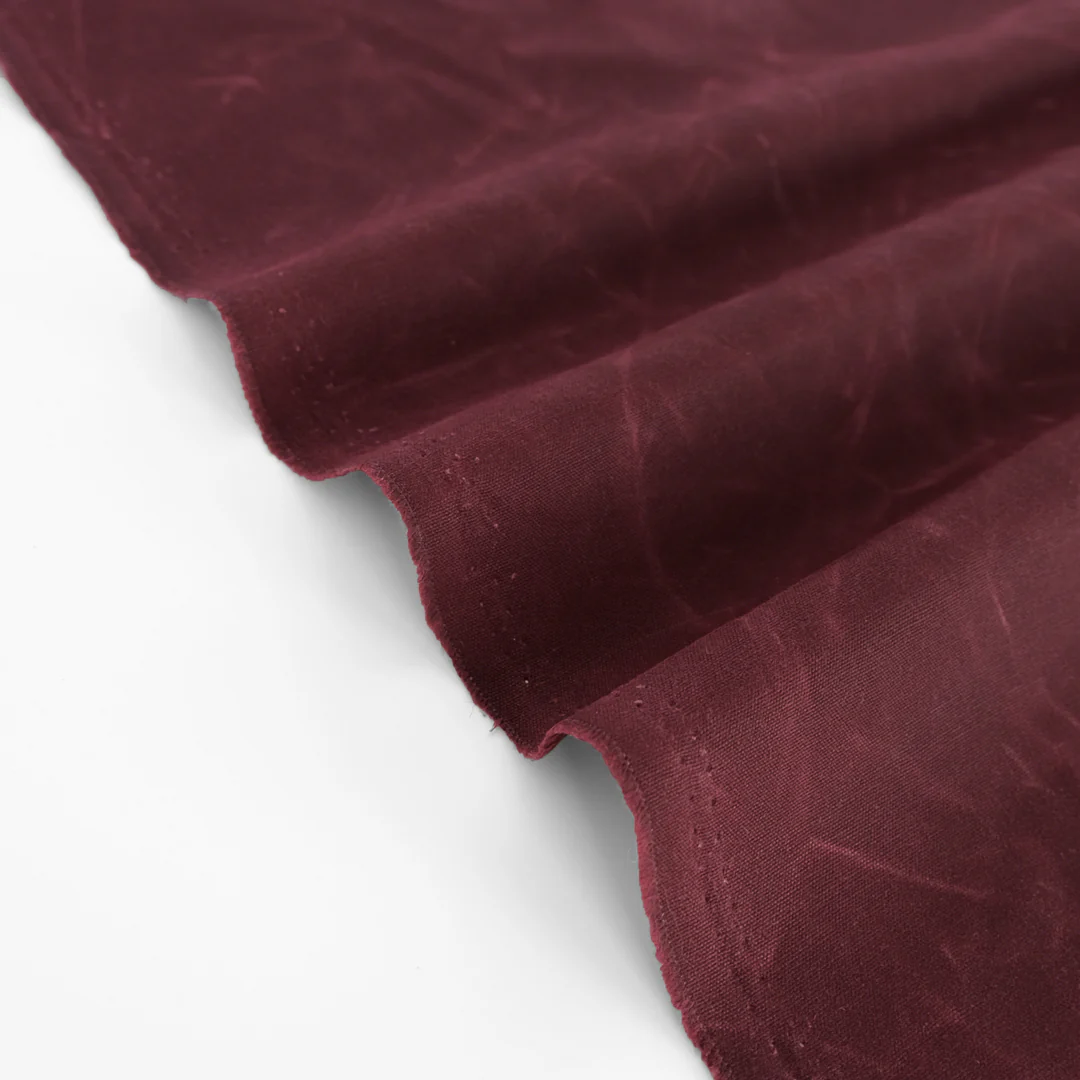 Waxed Cotton Canvas - Burgundy - Image 2