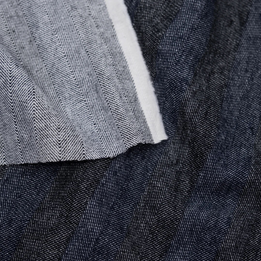 Wide Stripe Linen Cotton Chambray Denim - Maritime - Image 3