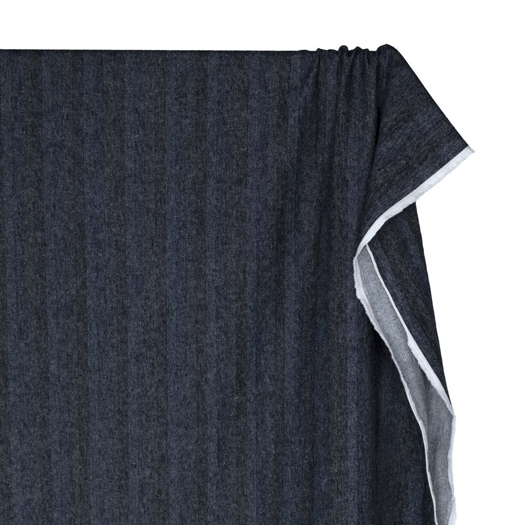 Wide Stripe Linen Cotton Chambray Denim - Maritime - Image 5