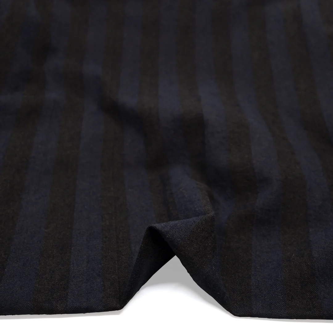 Wide Stripe Linen Cotton Chambray Denim - Terroir - Image 2