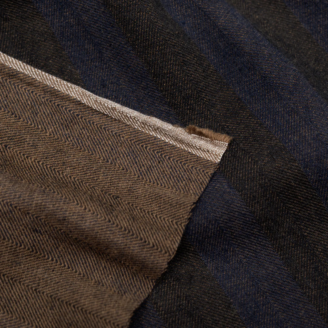 Wide Stripe Linen Cotton Chambray Denim - Terroir - Image 3