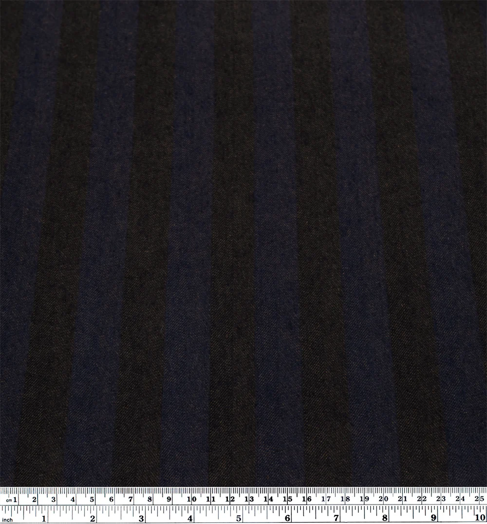 Wide Stripe Linen Cotton Chambray Denim - Terroir - Image 4