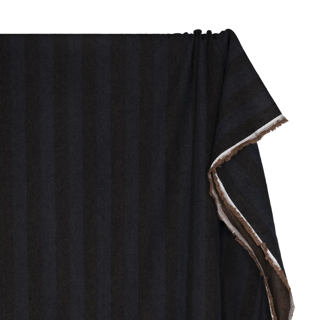 Wide Stripe Linen Cotton Chambray Denim - Terroir - Image 5