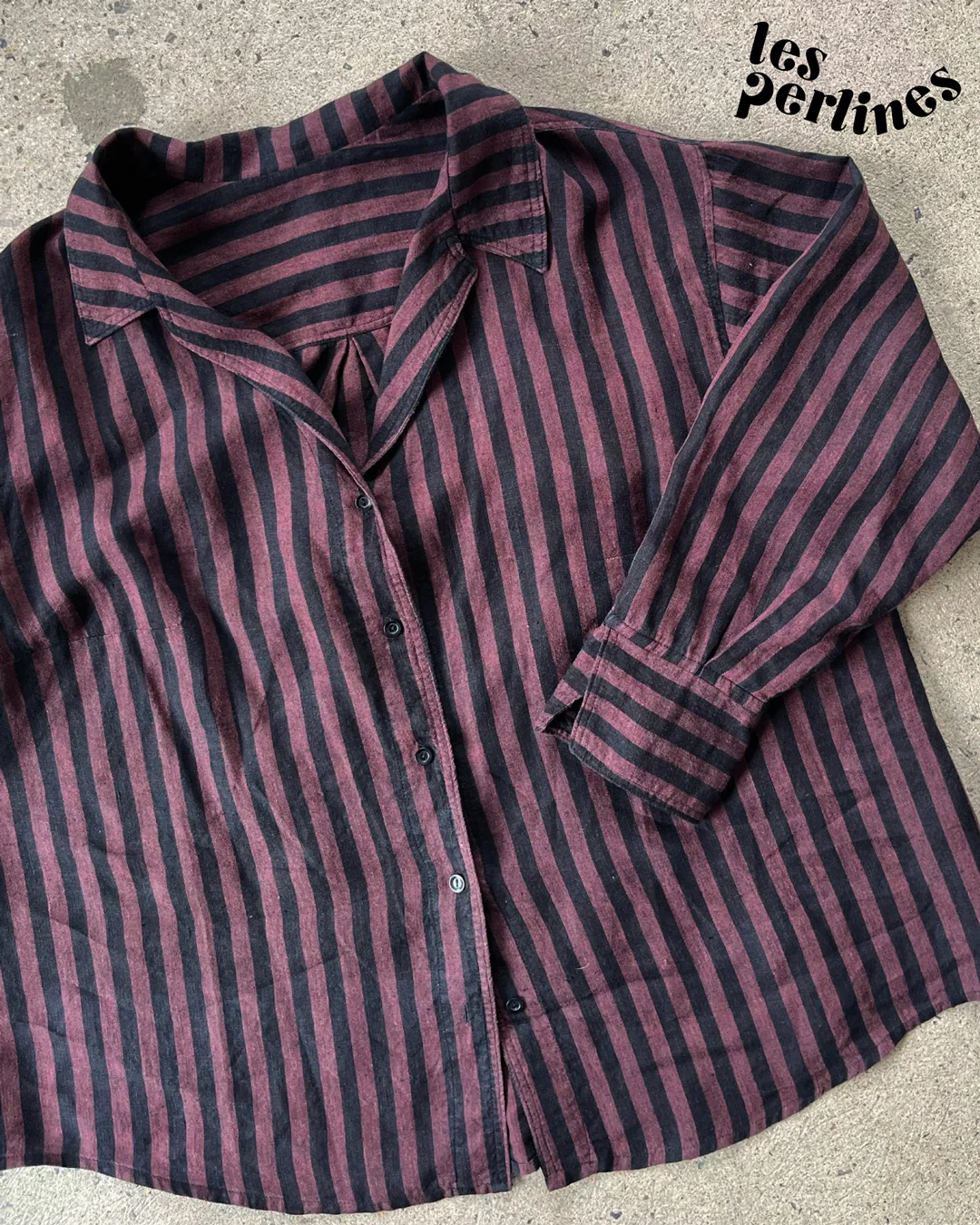 Wide Stripe Soft Washed Linen - Rum Raisin - Image 2