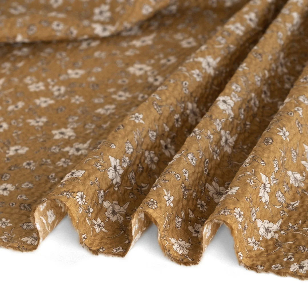 Wildflower Crinkle Cotton - Biscuit/Creme - Image 2