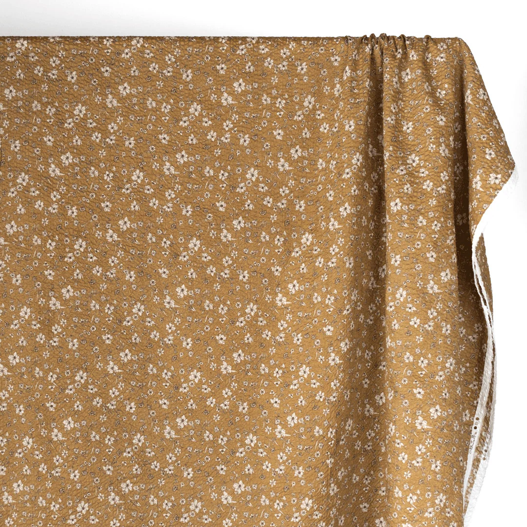 Wildflower Crinkle Cotton - Biscuit/Creme - Image 3