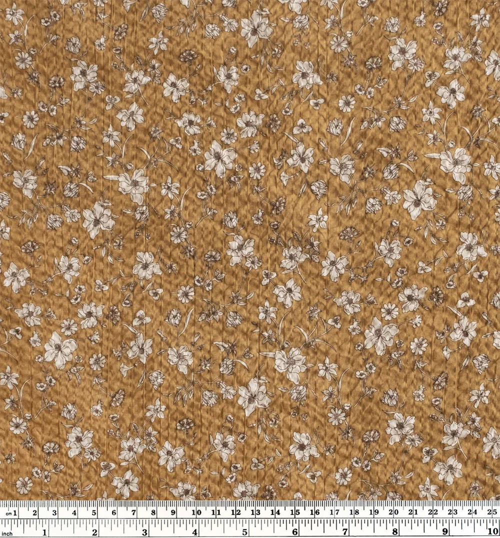 Wildflower Crinkle Cotton - Biscuit/Creme - Image 4