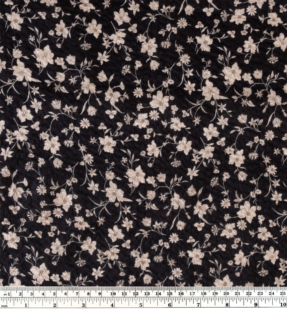 Wildflower Crinkle Cotton - Black/Creme - Image 4