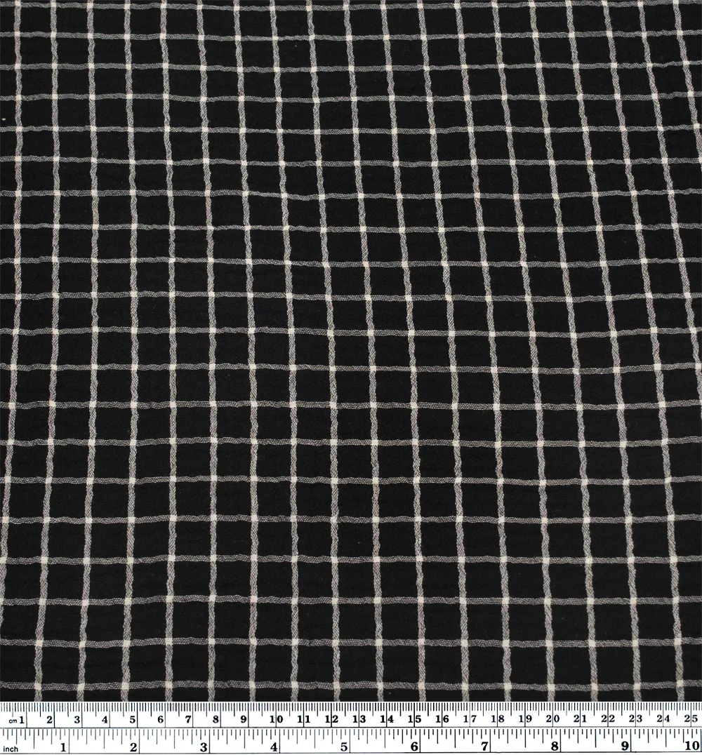 Windowpane Organic Cotton Double Gauze - Black/Ivory - Image 4