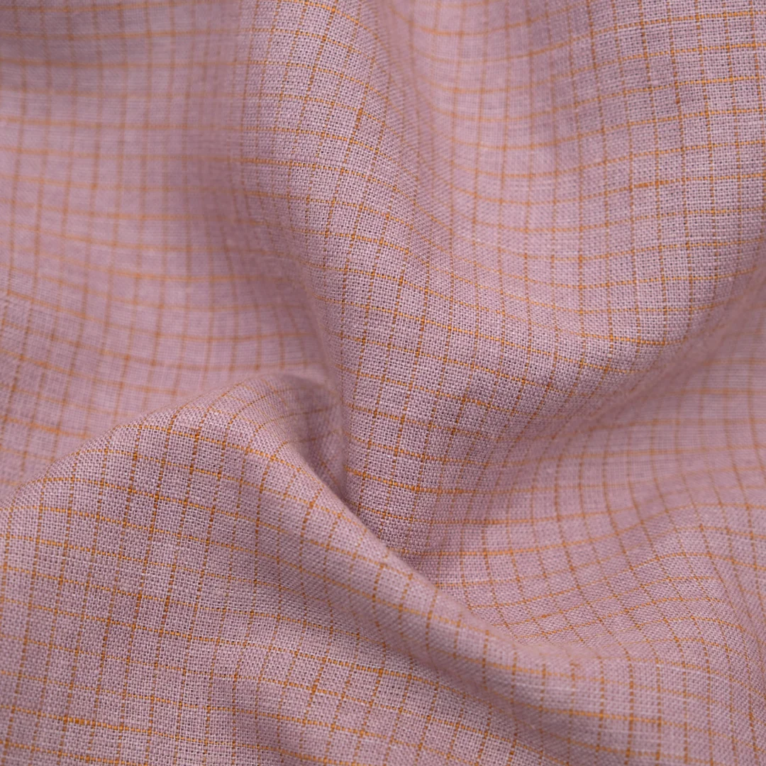 Windowpane Yarn Dyed Linen Cotton - Dusty Lilac/Peach