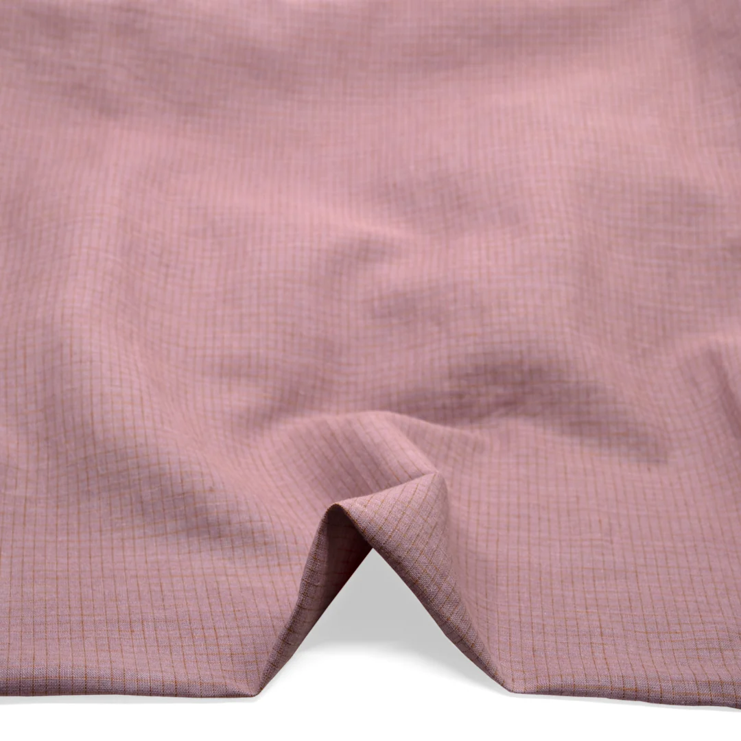 Windowpane Yarn Dyed Linen Cotton - Dusty Lilac/Peach - Image 2