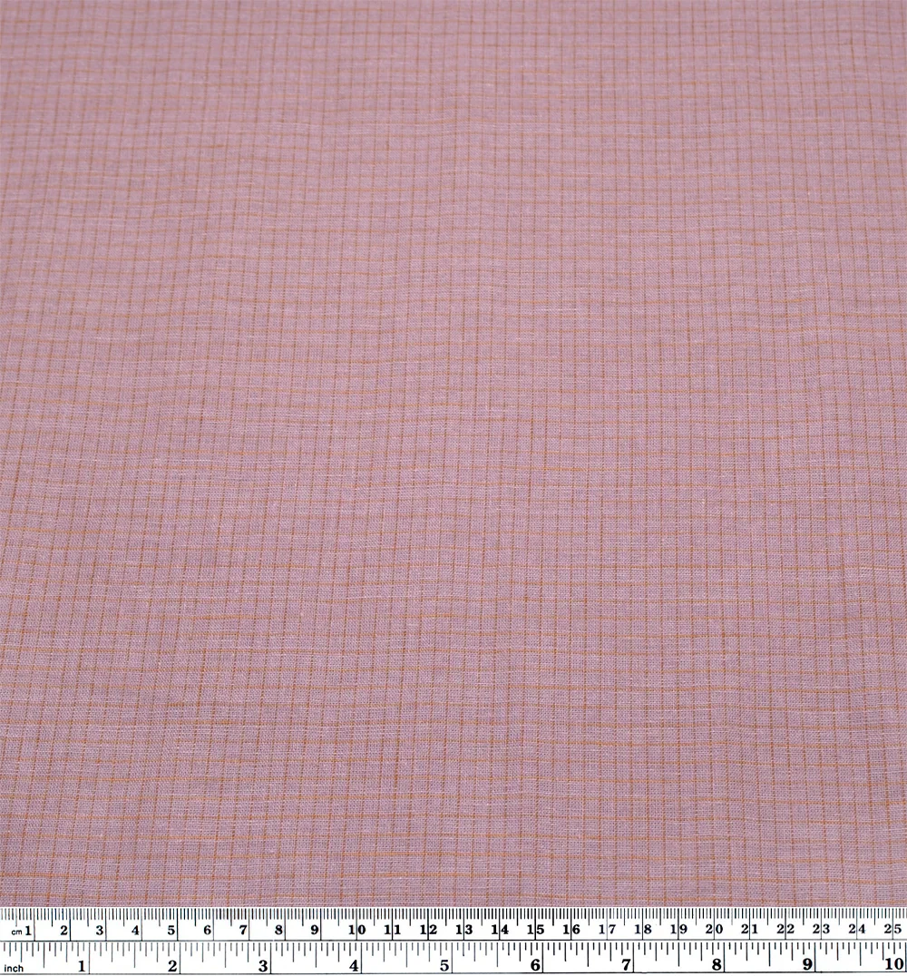 Windowpane Yarn Dyed Linen Cotton - Dusty Lilac/Peach - Image 3