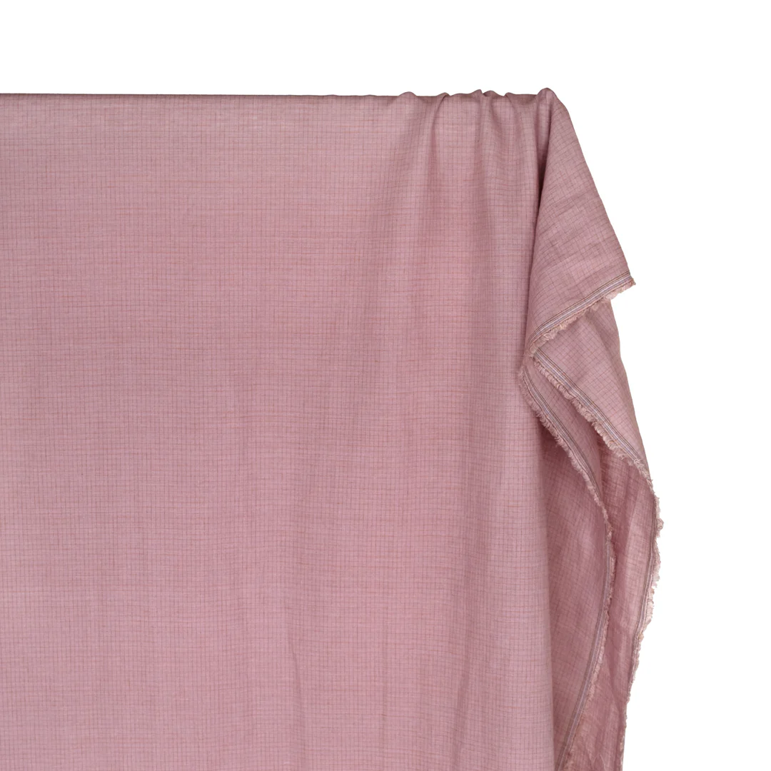 Windowpane Yarn Dyed Linen Cotton - Dusty Lilac/Peach - Image 4