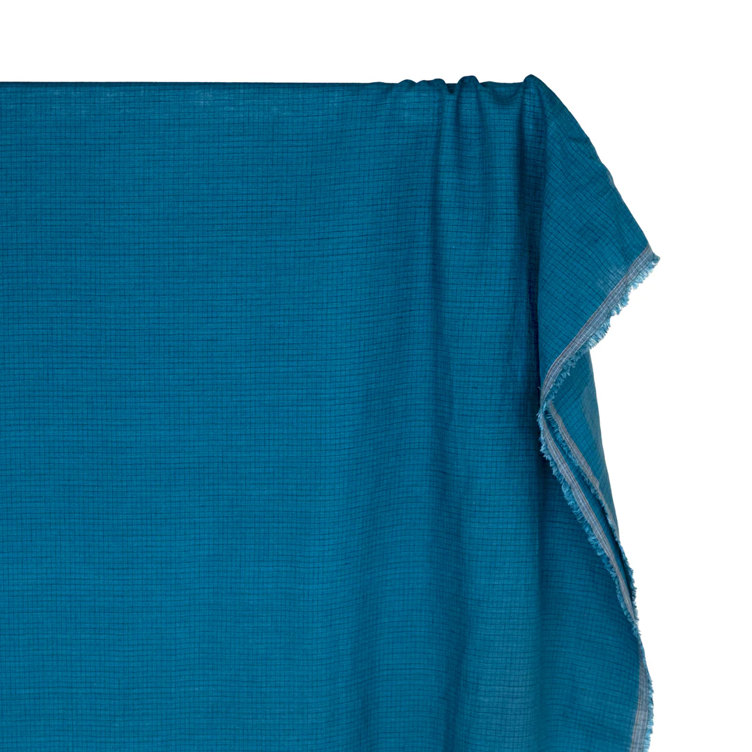 Windowpane Yarn Dyed Linen Cotton - Harbour/Navy - Image 3
