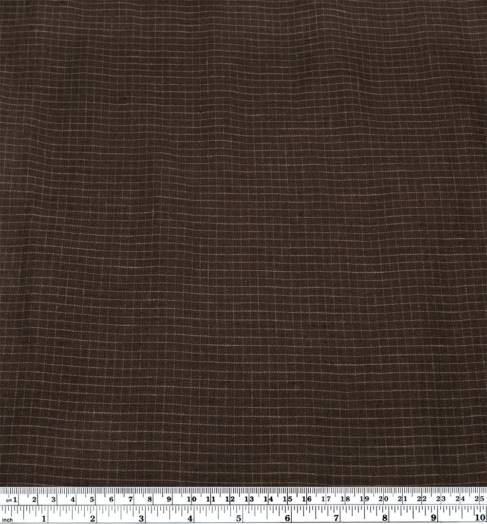 Windowpane Yarn Dyed Linen Cotton - Russet - Image 3