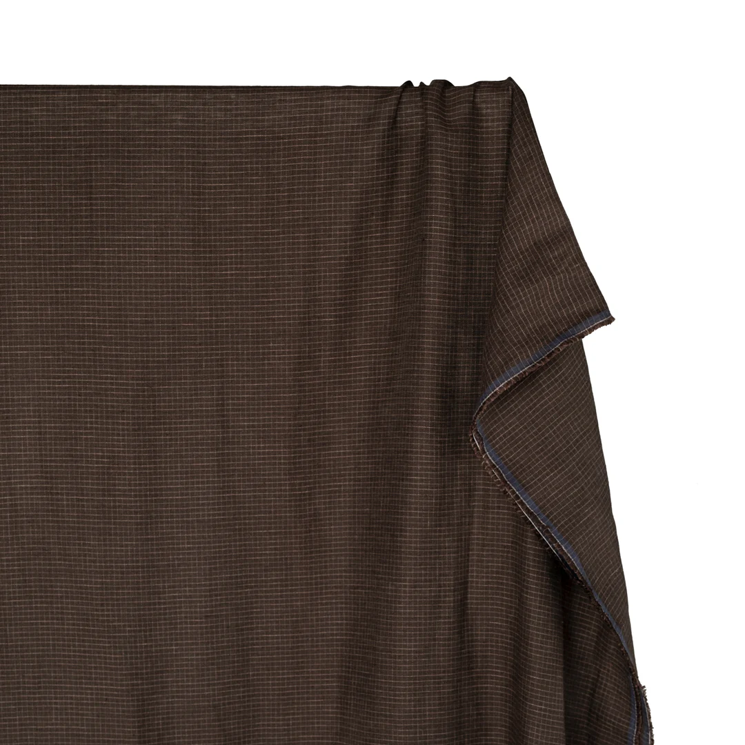 Windowpane Yarn Dyed Linen Cotton - Russet - Image 4