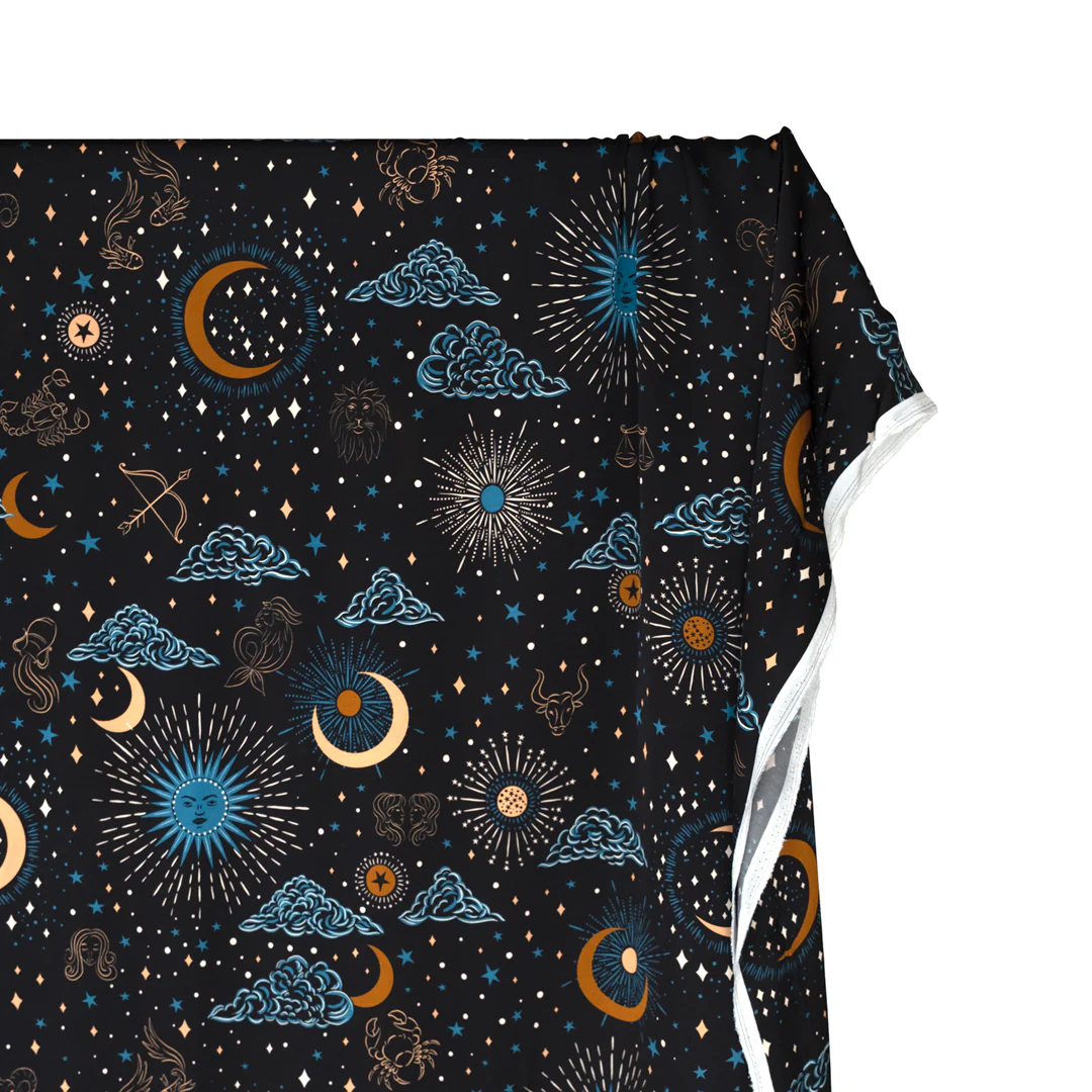 Written In The Stars Viscose Satin - Midnight Blue/Ocean/Ochre - Image 3