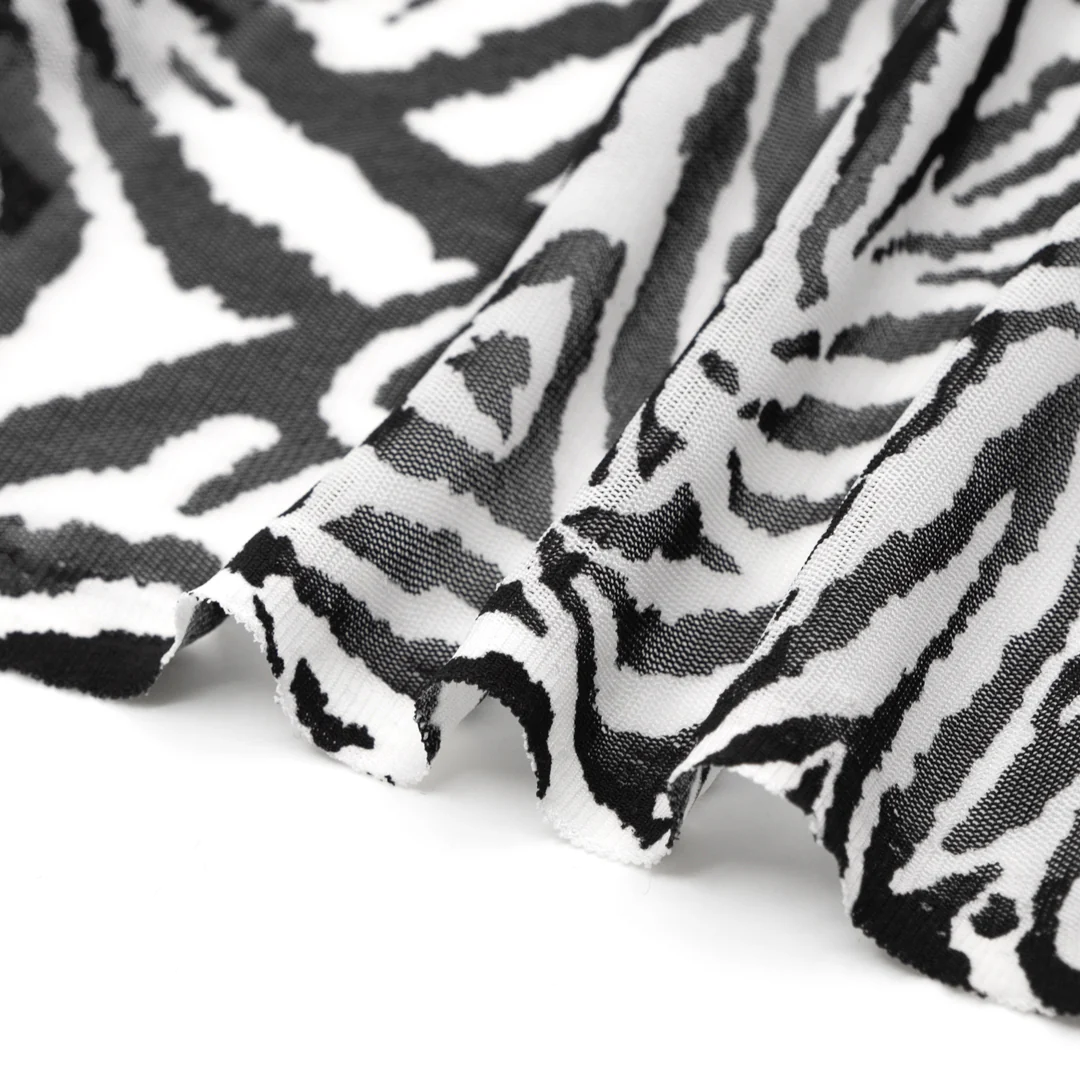 Zebra Printed Mesh - White/Black - Image 2