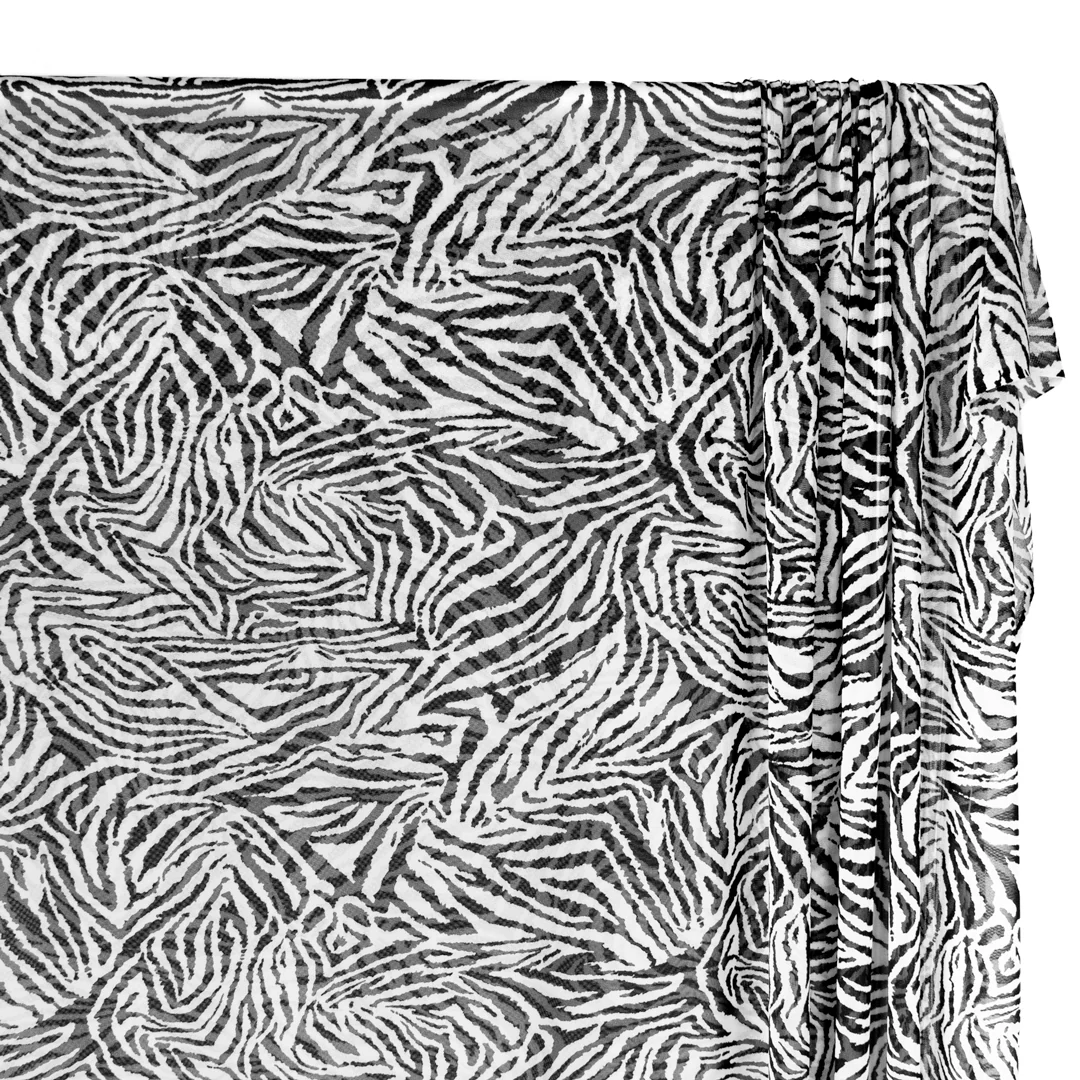 Zebra Printed Mesh - White/Black - Image 3